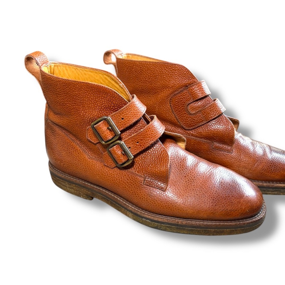 Rare Vintage Polo Ralph Lauren Brown Leather Double Monk Strap Chukka Boots 9 D